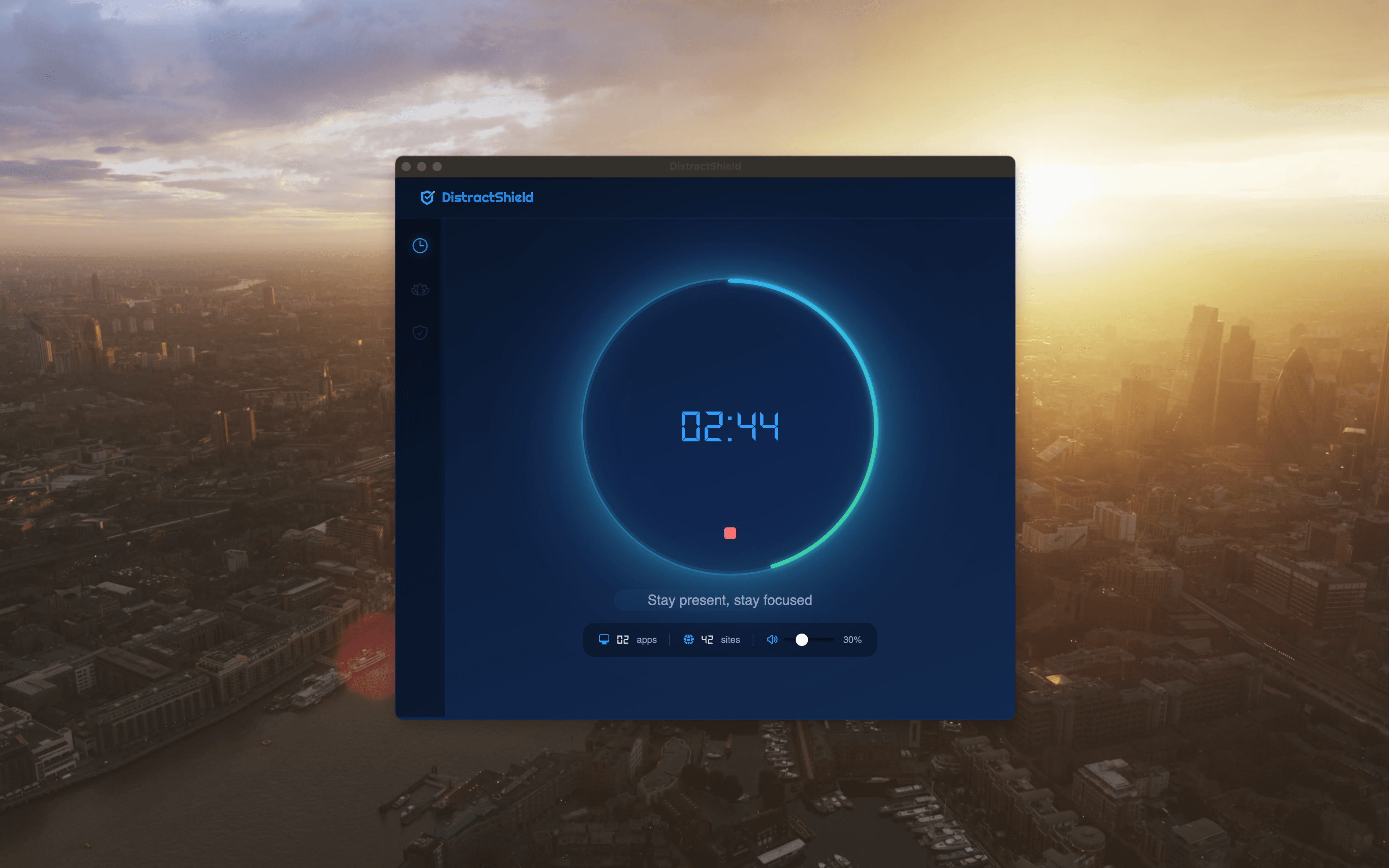 DistractShield application screenshot
